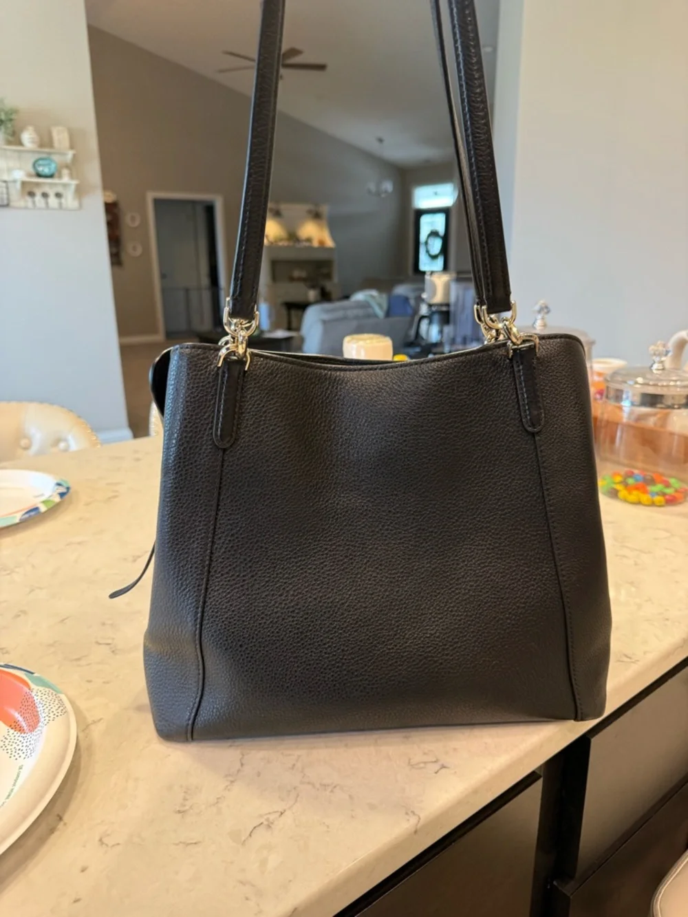 kate spade Black Pebbled Leather Shoulder Bag Leila 3 compartment bag - Picture 3 of 9